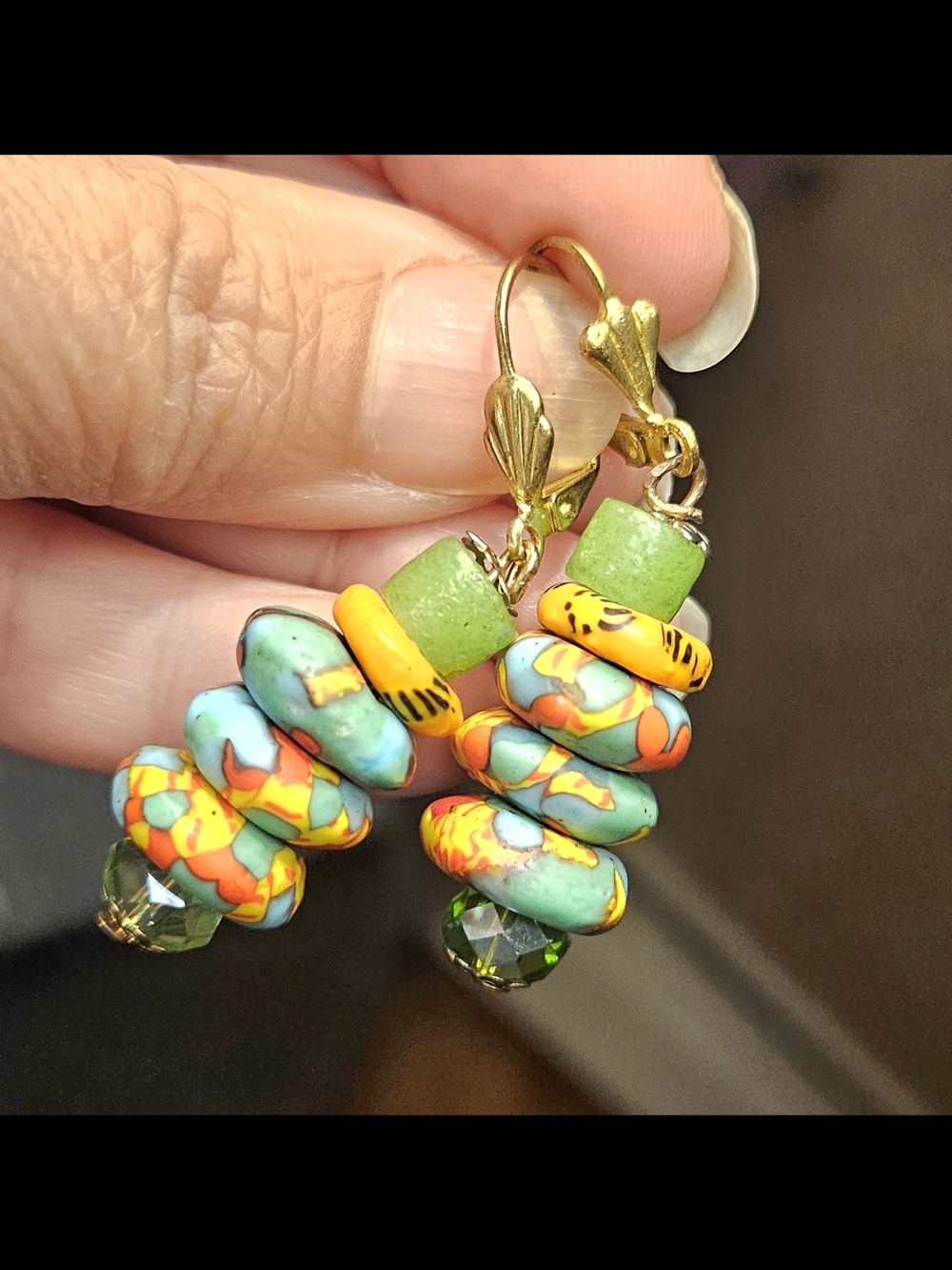 🌞Carmen Ploymer Clay/Glass Bead Handcrafted  Stack Earrings